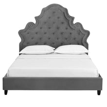 Load image into Gallery viewer, Valentina Tufted Nailhead Performance Velvet Queen Platform Bed by Modway