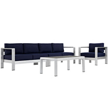 Load image into Gallery viewer, Shore 4 Piece Outdoor Patio Aluminum Sectional Sofa Set by Modway