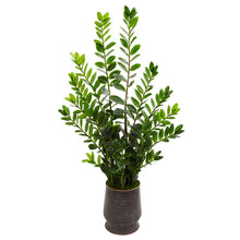 Load image into Gallery viewer, 4.5' Zamioculcas Artificial Plant in Ribbed Metal Planter