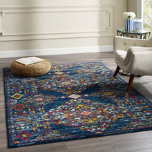 Load image into Gallery viewer, Entourage Khalida Distressed Vintage Floral Lattice 5x8 Area Rug by Modway