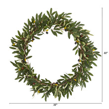 Load image into Gallery viewer, 23" Olive Artificial Wreath