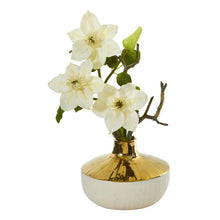 Load image into Gallery viewer, 16" Anemone Artificial Arrangement in Gold and Cream Elegant Vase