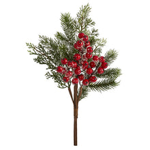 Load image into Gallery viewer, 20" Iced Pine and Berries Artificial Plant (Set of 6)