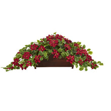 Load image into Gallery viewer, 51" Poinsettia and Variegated Holly Artificial Plant in Decorative Planter