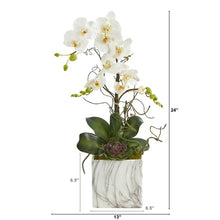 Load image into Gallery viewer, 24" Phalaenopsis Orchid and Echeveria Succulent Artificial Arrangement