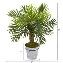 Load image into Gallery viewer, 27" Robellini Palm Artificial Tree in White Washed Vintage Metal Pail