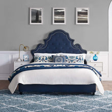 Load image into Gallery viewer, Valentina Tufted Nailhead Performance Velvet Queen Platform Bed by Modway