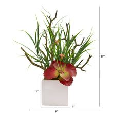 Load image into Gallery viewer, 17" Succulent and Grass Artificial Plant in White Planter