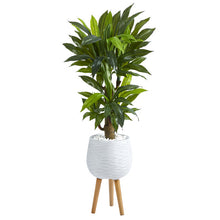 Load image into Gallery viewer, 46" Corn Stalk Dracaena Artificial Plant in White Planter with Stand