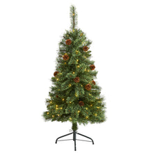 Load image into Gallery viewer, 4' White Mountain Pine Artificial Christmas Tree w/ 100 Clear LED Lights