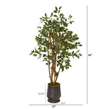 Load image into Gallery viewer, 4.5' Ficus Artificial Tree in Ribbed Metal Planter