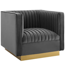 Load image into Gallery viewer, Sanguine Vertical Channel Tufted Upholstered Performance Velvet Sofa and Armchair Set by Modway