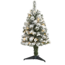 Load image into Gallery viewer, 3' Flocked West Virginia Fir Artificial Christmas Tree with 50 Clear LED Lights