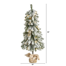 Load image into Gallery viewer, 3' Flocked Alpine Christmas Artificial Tree w/ 50 Lights, 177 Bendable Branches
