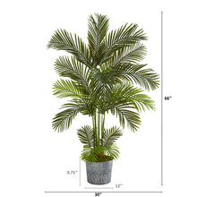 Load image into Gallery viewer, 5.5' Areca Palm Artificial Tree in Embossed Black Tin Planter