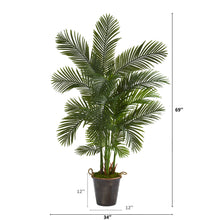 Load image into Gallery viewer, 69" Areca Palm Artificial Tree in Decorative Metal Pail with Rope