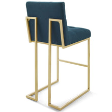 Load image into Gallery viewer, Privy Gold Stainless Steel Upholstered Fabric Bar Stool by Modway