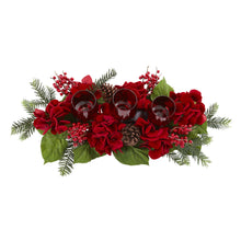 Load image into Gallery viewer, Triple Hydrangea Red Candelabrum