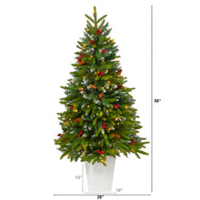 Load image into Gallery viewer, 56' Snow Tipped Portl& Spruce Artificial Christmas Tree w/ Frosted Berries