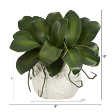 Load image into Gallery viewer, 10" Phalaenopsis Orchid Leaf Artificial Plant in White Planter