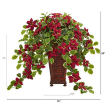 Load image into Gallery viewer, 25" Poinsettia and Variegated Holly Artificial Plant in Planter (Real Touch)