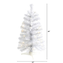 Load image into Gallery viewer, 2' White Artificial Christmas Tree with 35 LED Lights and 72 Bendable Branches