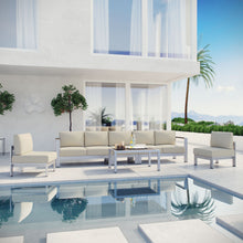 Load image into Gallery viewer, Shore 6 Piece Outdoor Aluminum Sectional Sofa Set in Silver Beige
