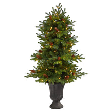 Load image into Gallery viewer, 4.5' Yukon Mountain Fir Artificial Christmas Tree w/ 100 Clear Lights, Pine Cone