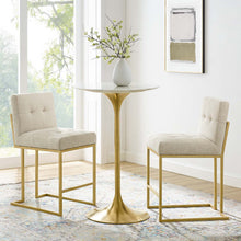 Load image into Gallery viewer, Privy Gold Stainless Steel Upholstered Fabric Counter Stool Set of 2 by Modway