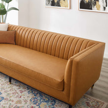 Load image into Gallery viewer, Devote Channel Tufted Vegan Leather Sofa by Modway