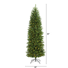 Load image into Gallery viewer, 7' Slim Green Mountain Pine Artificial Christmas Tree with 300 Clear LED Lights