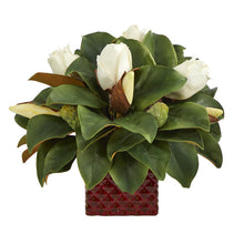 Load image into Gallery viewer, 13" Magnolia Bud Artificial Plant in Red Planter