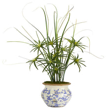 Load image into Gallery viewer, 3.5' Cyperus and Grass Artificial Plant in Vintage Floral Planter