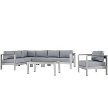 Load image into Gallery viewer, Shore 6 Piece Outdoor Patio Aluminum Sectional Sofa Set by Modway