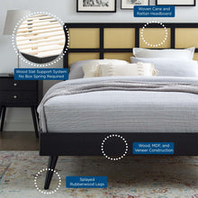 Load image into Gallery viewer, Sidney Cane and Wood Queen Platform Bed With Splayed Legs by Modway