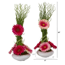 Load image into Gallery viewer, 11" Rose Artificial Arrangement in Glass Vase (Set of 2)
