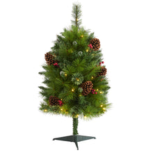 Load image into Gallery viewer, 3' Montana Mixed Pine Artificial Christmas Tree w/ Pine Cones, Berries