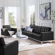 Load image into Gallery viewer, Loft Tufted Upholstered Faux Leather Sofa and Armchair Set by Modway