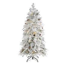 Load image into Gallery viewer, 5' Flocked Montana Down Swept Spruce Artificial Christmas Tree