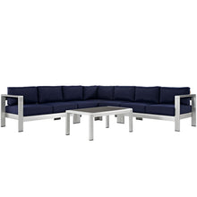 Load image into Gallery viewer, Shore 6 Piece Outdoor Patio Aluminum Sectional Sofa Set by Modway