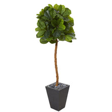 Load image into Gallery viewer, 5.5' Fiddle Leaf Artificial Tree in Slate Planter (Real Touch)