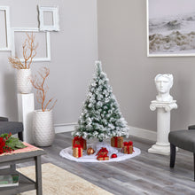 Load image into Gallery viewer, 4' Flocked Oregon Pine Artificial Christmas Tree w/ 100 Clear Lights