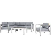 Load image into Gallery viewer, Shore 5 Piece Outdoor Patio Aluminum Sectional Sofa Set by Modway