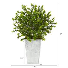 Load image into Gallery viewer, 19" Boxwood Artificial Plant in Embossed White Planter