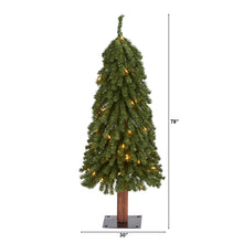 Load image into Gallery viewer, 3' Grand Alpine Artificial Christmas Tree with 50 Clear Lights w/Natural Trunk