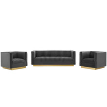 Load image into Gallery viewer, Sanguine 3 Piece Vertical Channel Tufted Upholstered Performance Velvet Set by Modway