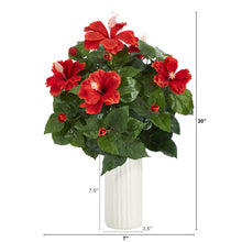 Load image into Gallery viewer, 20" Hibiscus Artificial Plant Artificial Plant in White Planter