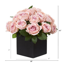 Load image into Gallery viewer, 11" Rose Artificial Arrangement in Black Vase