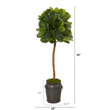 Load image into Gallery viewer, 5' Fiddle Leaf Artificial Tree in Metal Planter (Real Touch)