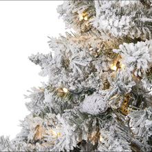 Load image into Gallery viewer, 7' Flocked White River Mountain Pine Artificial Christmas Tree w/ Pinecones